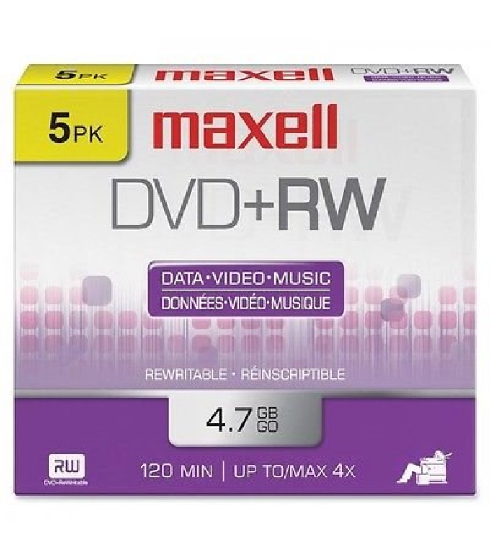 DVD+RW 4.7 Go 4X de Maxell - Paquet de 5