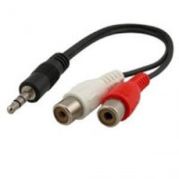 Adaptateur audio 3.5mm stéréo mâle vers 2 RCA femelle TopSync