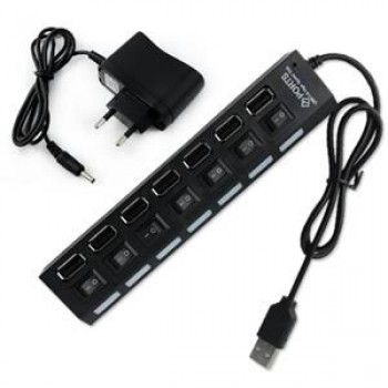 USB 2.0 Hub 7 Ports Powered with Power Supply with Switches