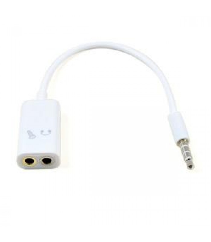 Adaptateur pour casque avec prises pour écouteur et microphone séparées - Mini-Jack 3,5mm 1x (M) 2x (F) - Blanc