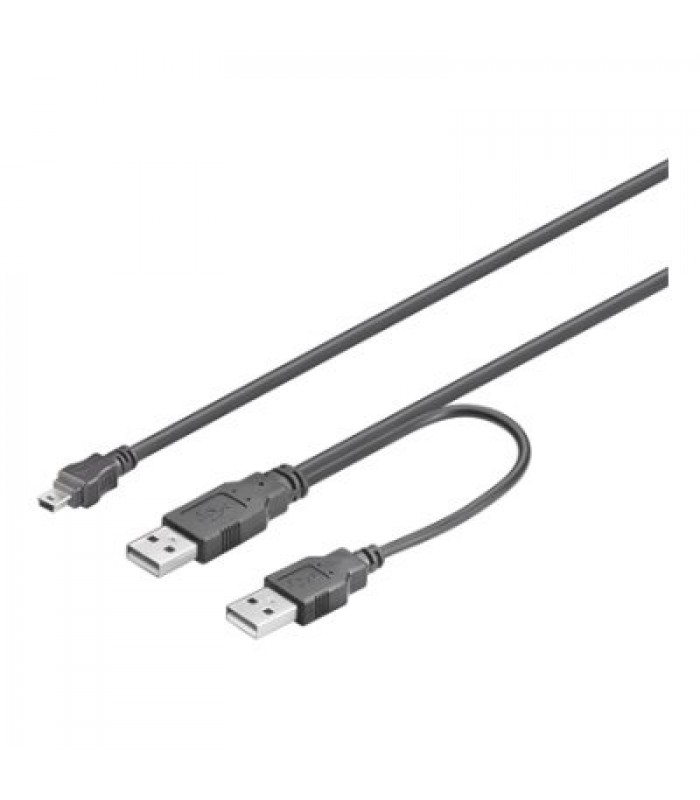 CABLE USB 2.0 (ONE END FOR POWER/ONE FOR DATA) MINI USB