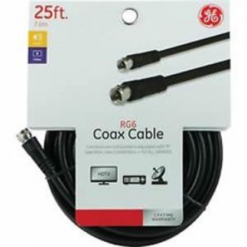 Câble coaxial RG6 Noir 7,6m de GE