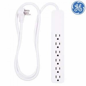 Protecteur de surtension GE à 6 prises, cordon d'alimentation, 840 joules, blanc