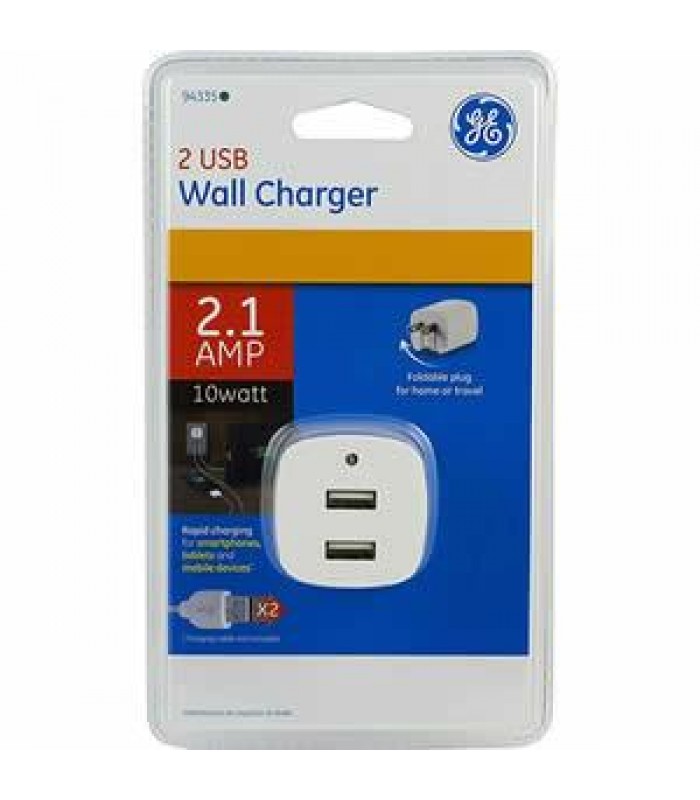 Chargeur mural double USB 2.1Amp de General Electric