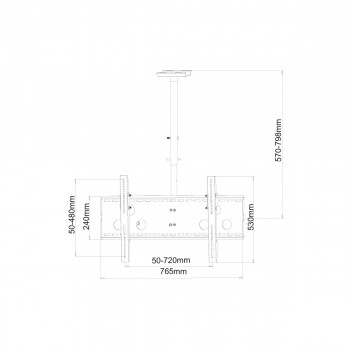 Support à TV plafond 30-90" 60kg Tilt 0 à 20 Ext 57-80cm 700x400 Swivel 360 de Global Tone