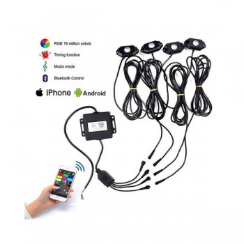 Kit de 4 lumières multicouleurs, RGB, Contrôler par Bluetooth de Global Tone