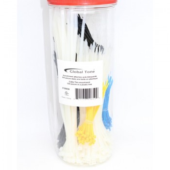 Assortiment attaches auto-bloquante 650pcs dans boîte plastique,5 couleurs de Global Tone