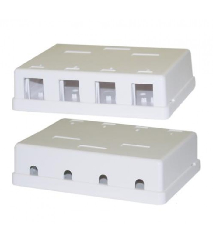 Global Tone 4-Ports Keystone Jack Surface Mount Box - White