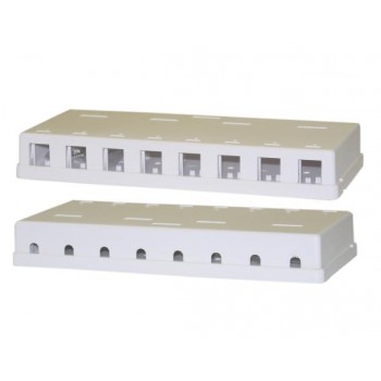 Global Tone 8-Ports Keystone Jack Surface Mount Box - White