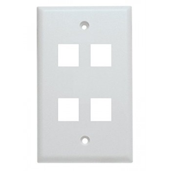 Global Tone Wall Plate Keystone 4-Ports Modular White