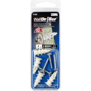 Cobra Anchors Cheville autoforeuse en nylon pour cloison sèche #6 - Paquet de 4