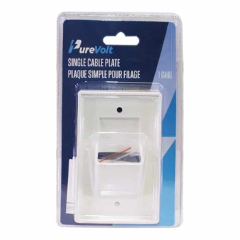 PureVolt Plaque murale simple pour fils et câbles - Blanc