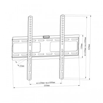 Support mural fixe pour TV de 32" à 55", Max 60kg, VESA 400x400 de Global Tone