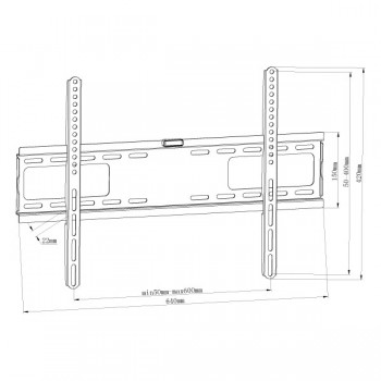 Support mural fixe pour TV de 37" à 70", Max 60kg, VESA 600x400 de Global Tone
