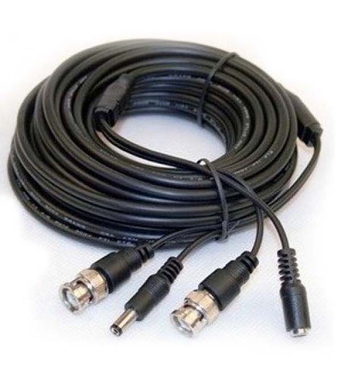 Global Tone 25ft Extension Cable for cameras CCTV and power, RG-59, black