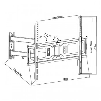 Global Tone Articulating TV Bracket, 37" to 70", max:35kg, VESA 600x400, Tilt, Swivel