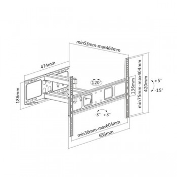 Support mural articulé pour TV, 37" à 70" de Global Tone