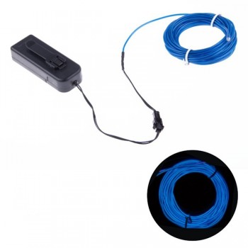 Global Tone 3m EL Wire (Electro Luminescent wire) 2.3mm, Battery Pack controller, Blue