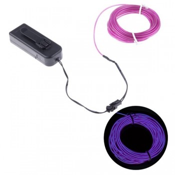 Fil EL (Électro Luminescent) 2.3mm, Contrôleur à batteries, Violet, 3m de Global Tone