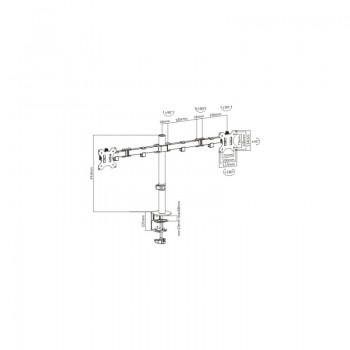 Double Desktop Mount Monitor Bracket, 13" to 32", max: 8kg, VESA 100x100