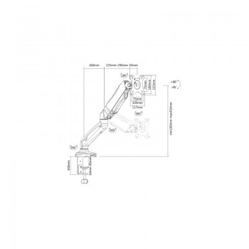 Global Tone Gas Spring Desk Mount Monitor Bracket, 13" to 27", max: 6.5kg, VESA 100x100