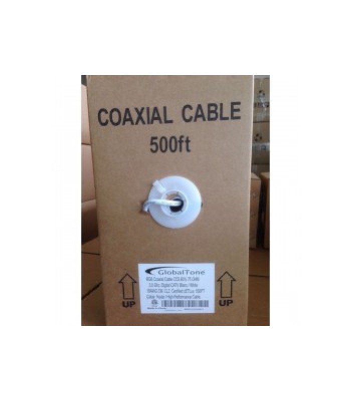 Câble coaxial RG6 en vrac, Certifiés cETLus, FT6, Blanc, 500 pi.