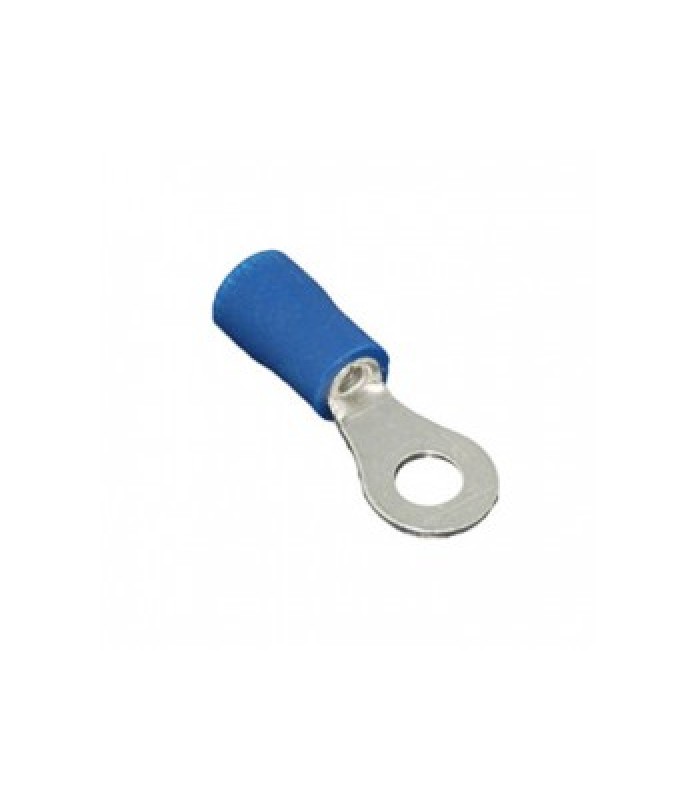 Ring Terminals No.8 16-14, Vinyl, Insulated, Blue, RVS2-4, Bag of 25pcs