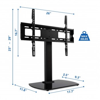 Support de table pour écran plat 32"-65" 40KG VESA 600x400, Métal, Base en verre trempé de Global Tone