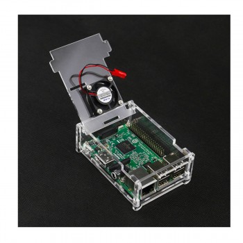 Boitier acrylique compat. instal. ventilateur pour Raspberry Pi 3 Modèle B+