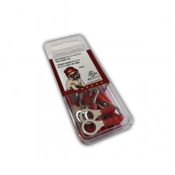 Global Tone Ring Terminals 5/16 22-16 RV1,25-8, Vinyl, Insulated, Red, 25pcs