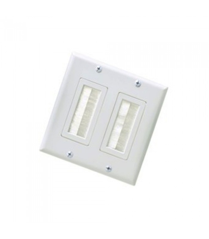 2 Gang Plastic Decora Wall Plate with Brush