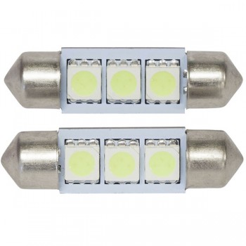 PureVolt CANBUS White 3 LEDs 5050SMD Bulbs – 12 VDC Base SV8.5 - Pack of 2