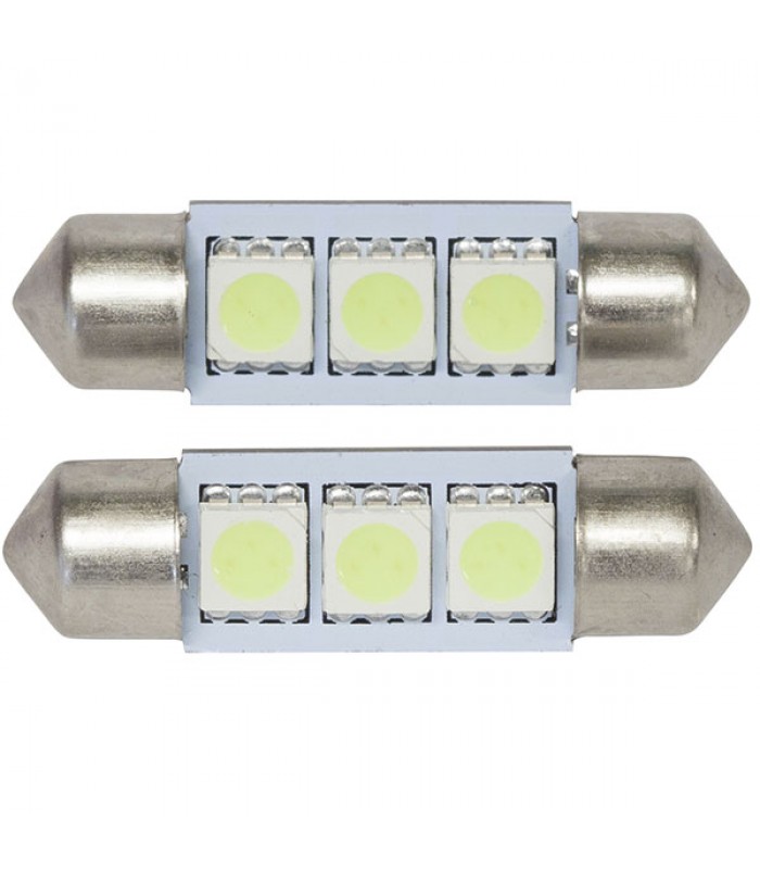 PureVolt Ampoules CANBUS 3 DEL - 5050SMD - 12 Vcc - Base SV8.5 - Blanc - Paquet de 2