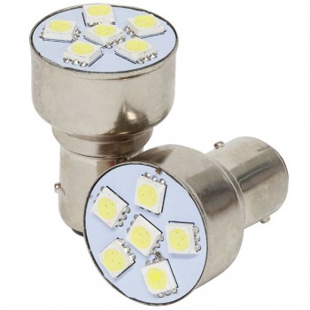 PureVolt Ampoules 6 DELs 5050SMD blanches – 12 VDC Base 1156 - Paquet de 2