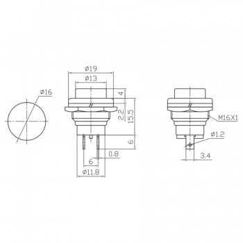 PureVolt Round Momentary Push Switch - 125VCA - 4 A - ON/OFF - S.P.S.T. - Black