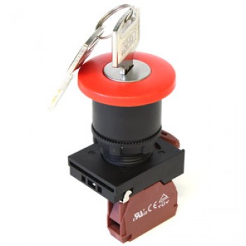 Interrupteur à bouton-poussoir à verrouillage à clé - Tête champignon - NF - Rouge