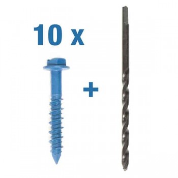 CobraTap 3/16" X 1-1/4" Hex Head Concrete Screw with 5/32" Drill Bit - Pack of 10