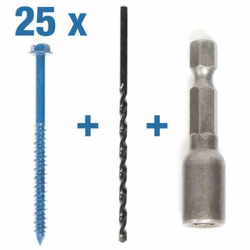 CobraTap Vis à béton à tête Hex 3/16" X 2-3/4" avec mèche 5/32" et douille 1/4" - Paquet de 25