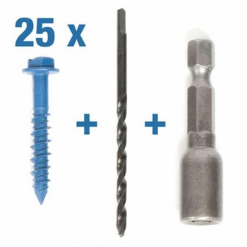 CobraTap Vis à béton à tête Hex 1/4" X 1-1/4" avec mèche 5/32" et douille - Paquet de 25