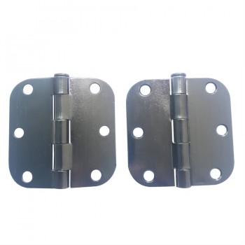 Door Hinge 3 in. x 3 in. Round Corner 5/8 in. Pewter Plated Steel - Pack of 2