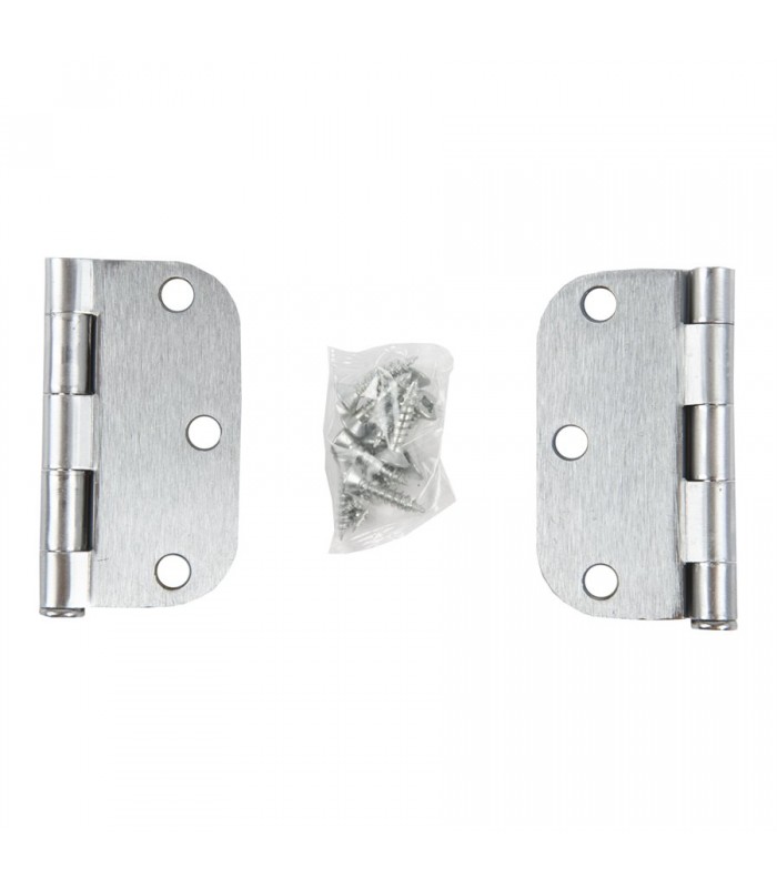 Door Hinge 3 in. x 3 in. Round Corner 5/8 in. Brushed Stainless Steel - Pack of 2