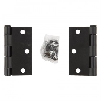 Charnière de porte 3 po x 3 po x 2 mm à coin carré en acier noir - paquet de 2