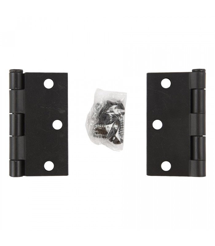 Charnière de porte 3 po x 3 po x 2 mm à coin carré en acier noir - paquet de 2