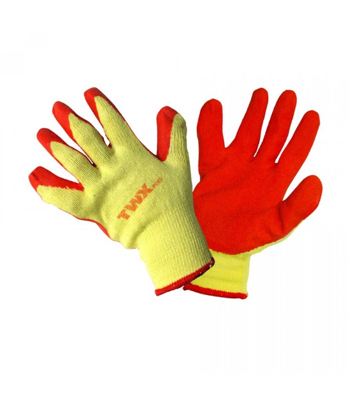 Gants en coton tricoté TWXpert jaune paume trempée en latex orange (OSFA)