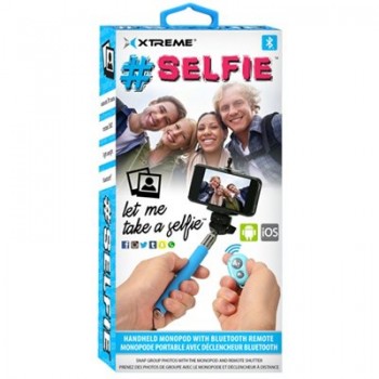 Bâton pour selfie avec télécommande Bluetooth de Xtreme - Bleu