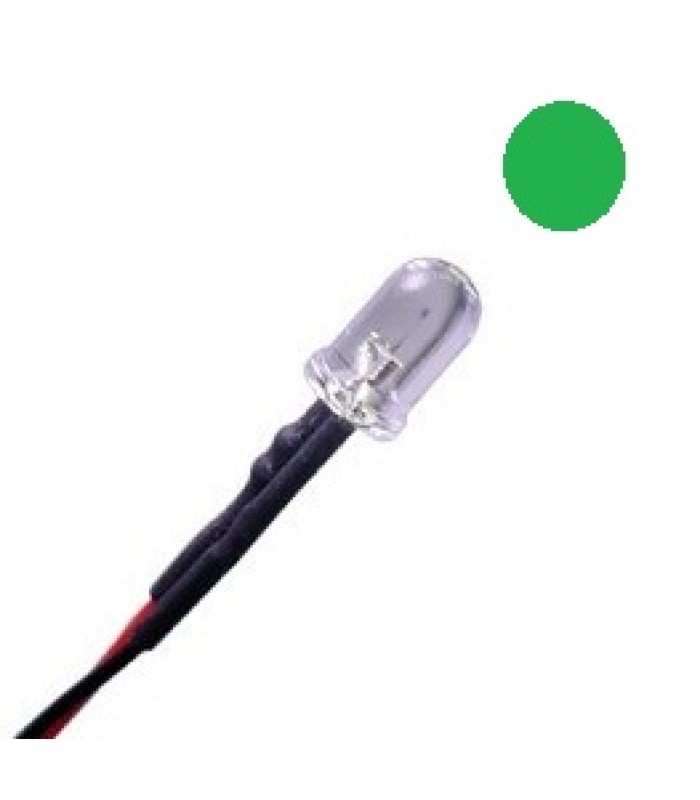 Green LED Lamp Light Set 25cm Pre Wired 5mm 12V DC