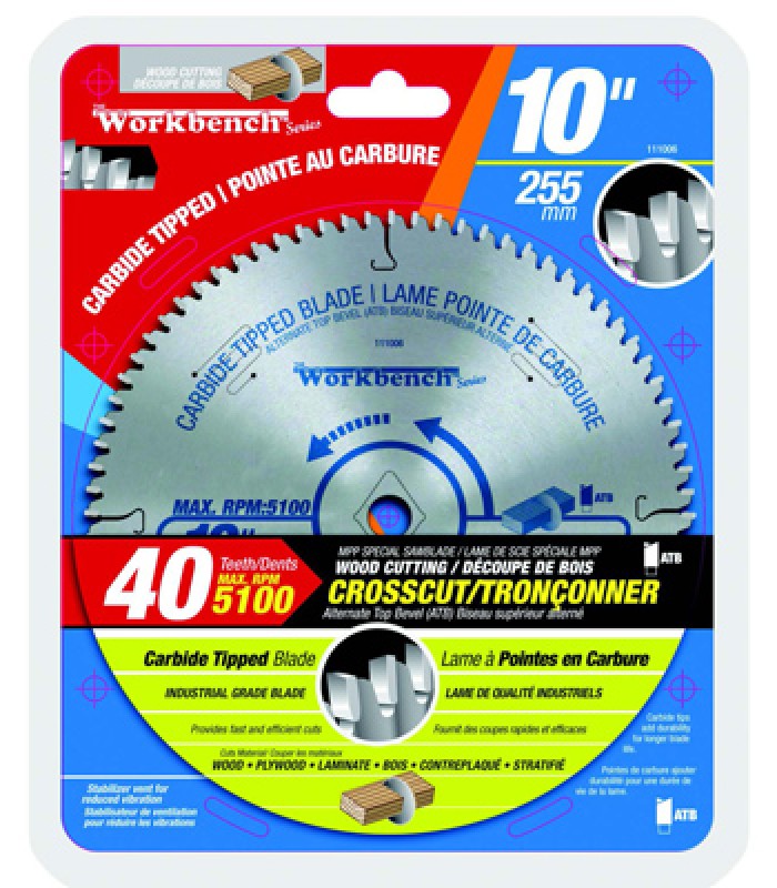 Saw Blade ATB Cross Cut 10 in. (255mm) 40T 5100RPM General Purpose