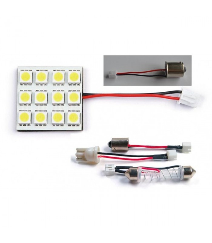 Global Tone 12-5050 SMD LED Car Reading / Interior / Dome Light w/ T10 / BA9S / Festoon 31~41mm Connectors White