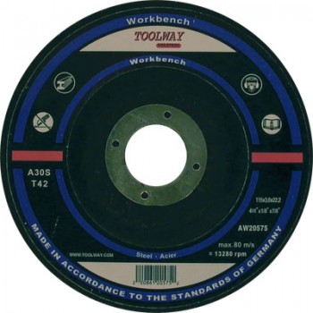 Disque abrasif centre déprimé 4 1/2 po x 1/8 po x 7/8 po à métal A30S de Workbench - Paquet de 10