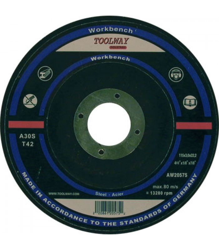 Workbench Abrasive Cut-Off Wheel Depressed Centre 4 1/2 in. x 1/8 in. x 7/8 in. Metal A30S - Pack of 10